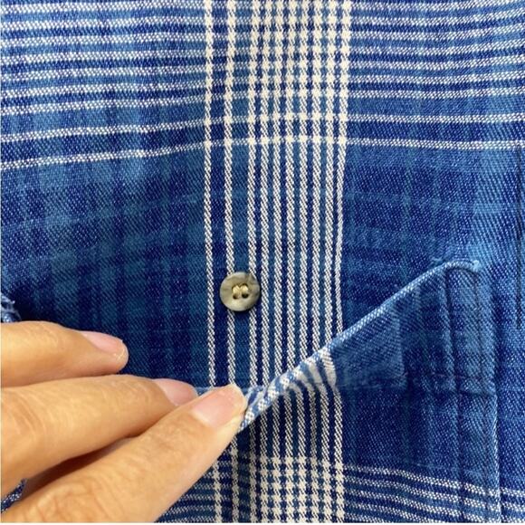 Wrangler twenty X plaid denim like cotton button down with crest 90s size XL - Picture 7 of 7